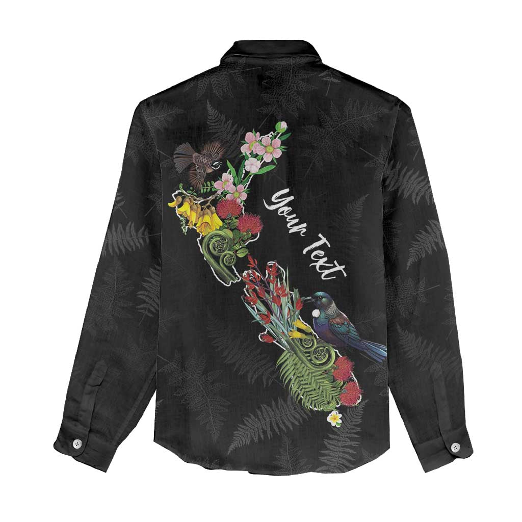 Kia Ora New Zealand Floral Personalized Women Casual Shirt Black - Aussie Hoodie