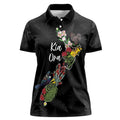 Kia Ora New Zealand Floral Personalized Women Polo Shirt Black - Aussie Hoodie