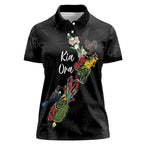 Kia Ora New Zealand Floral Personalized Women Polo Shirt Black - Aussie Hoodie
