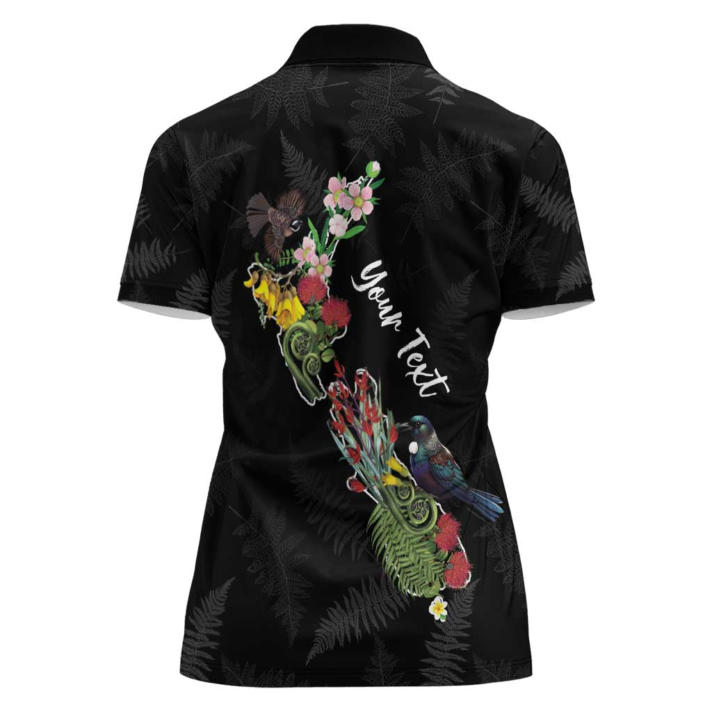 Kia Ora New Zealand Floral Personalized Women Polo Shirt Black - Aussie Hoodie