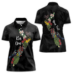 Kia Ora New Zealand Floral Personalized Women Polo Shirt Black - Aussie Hoodie