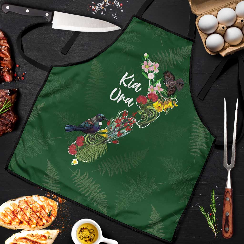 Kia Ora New Zealand Floral Apron Sage Green - Aussie Hoodie