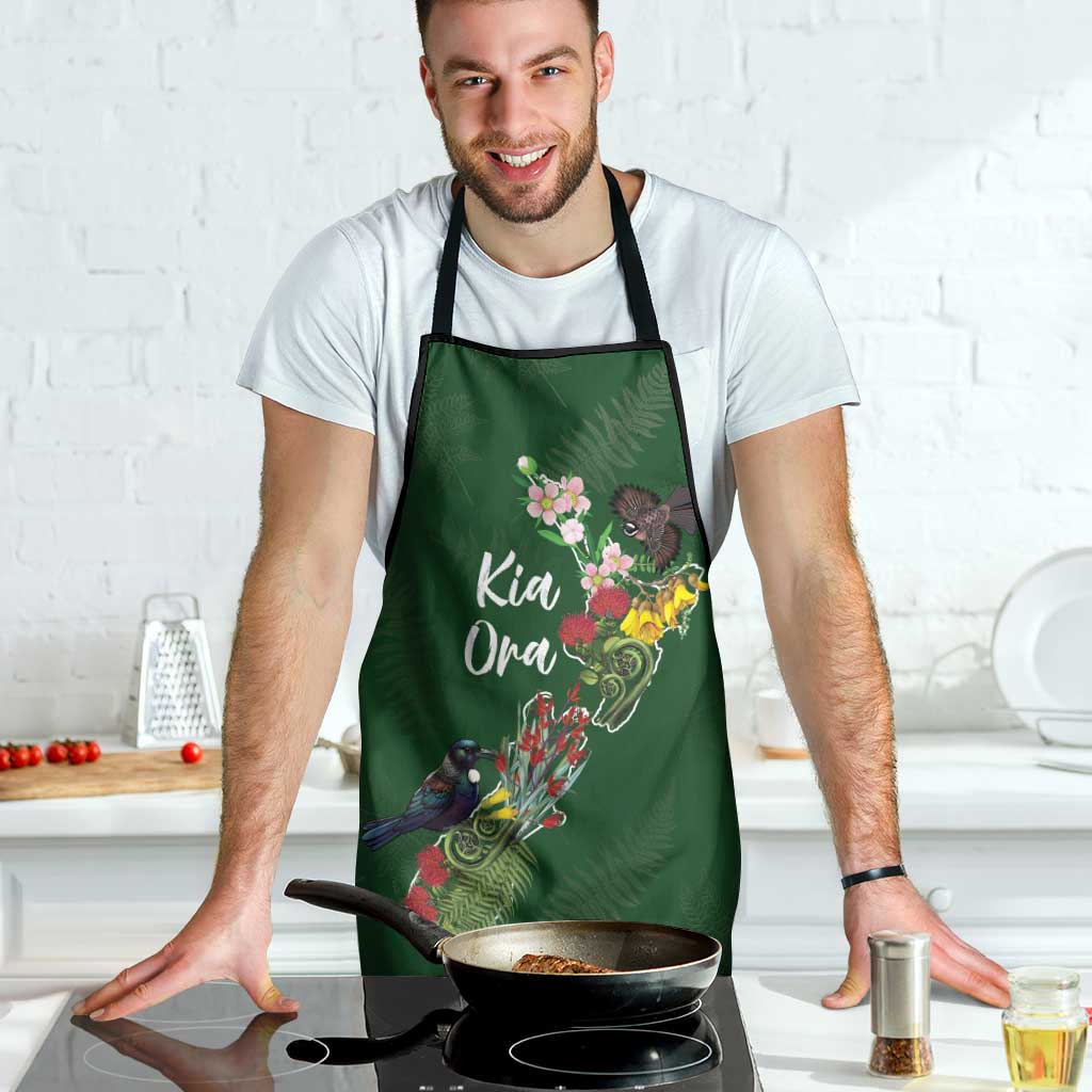 Kia Ora New Zealand Floral Apron Sage Green - Aussie Hoodie