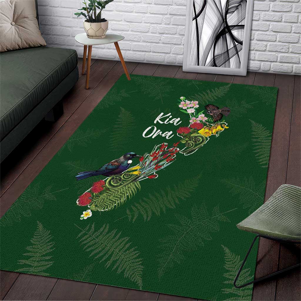 Kia Ora New Zealand Floral Area Rug Sage Green - Aussie Hoodie