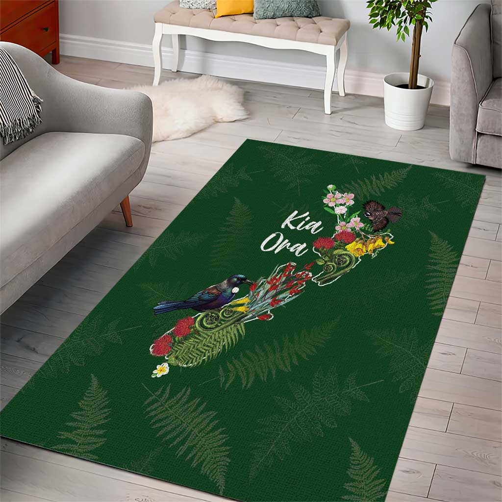 Kia Ora New Zealand Floral Area Rug Sage Green - Aussie Hoodie
