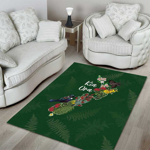 Kia Ora New Zealand Floral Area Rug Sage Green - Aussie Hoodie