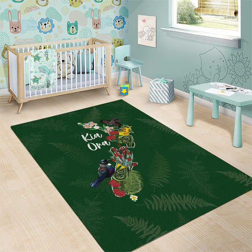 Kia Ora New Zealand Floral Area Rug Sage Green - Aussie Hoodie