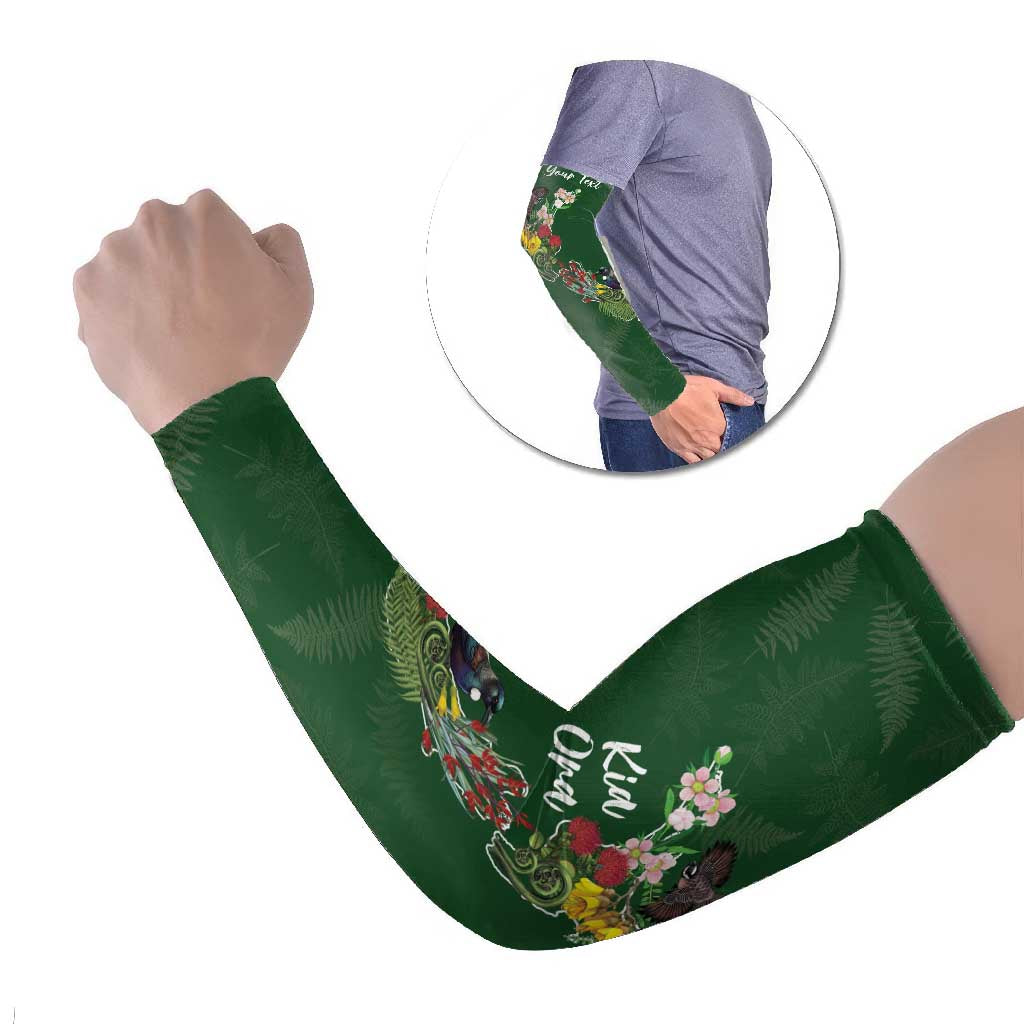 Kia Ora New Zealand Floral Personalized Arm Sleeves Sage Green - Aussie Hoodie