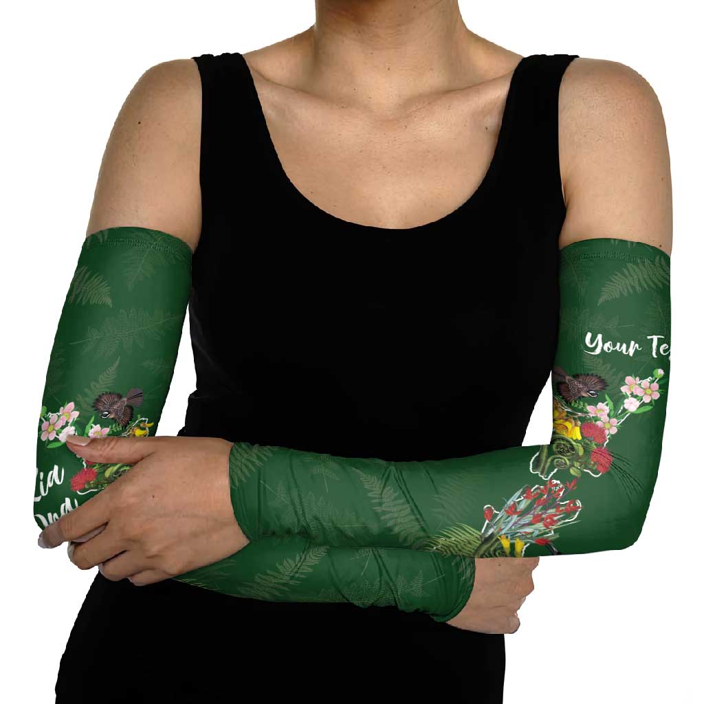 Kia Ora New Zealand Floral Personalized Arm Sleeves Sage Green - Aussie Hoodie