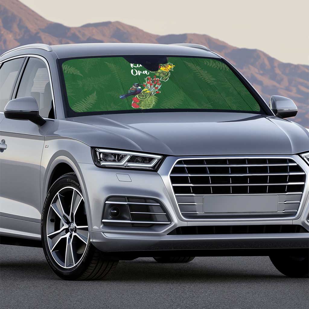 Kia Ora New Zealand Floral Auto Sun Shade Sage Green - Aussie Hoodie