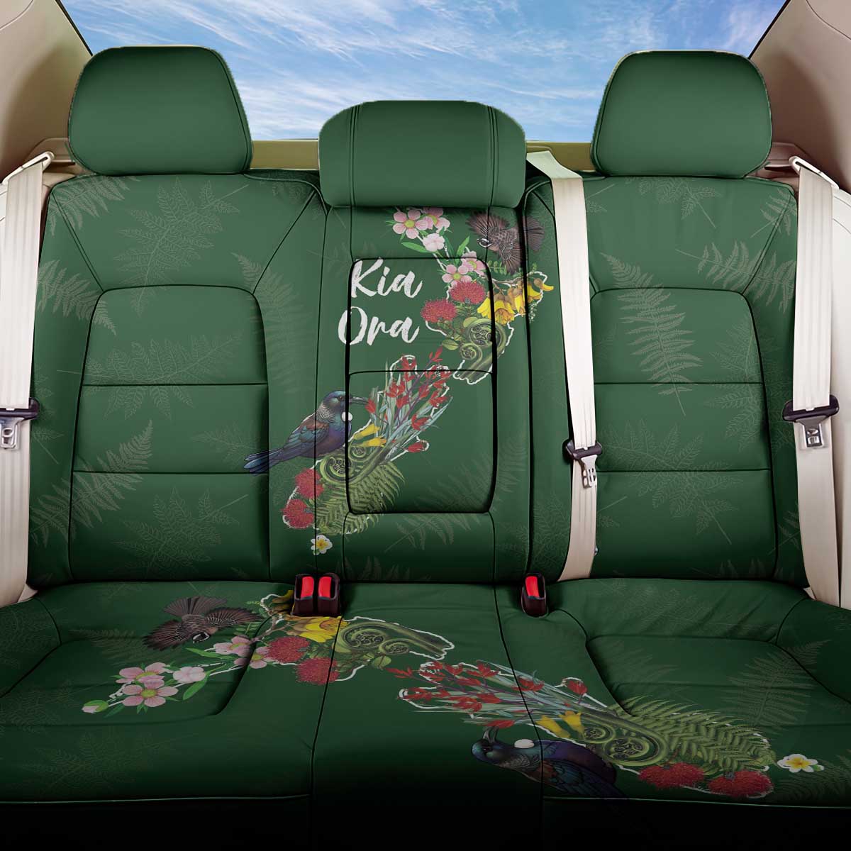 Kia Ora New Zealand Floral Back Car Seat Cover Sage Green - Aussie Hoodie