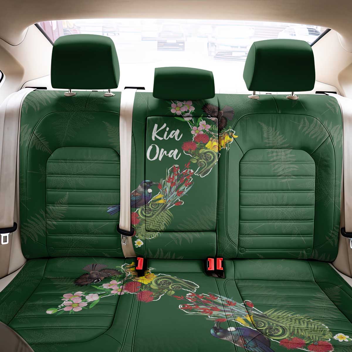Kia Ora New Zealand Floral Back Car Seat Cover Sage Green - Aussie Hoodie