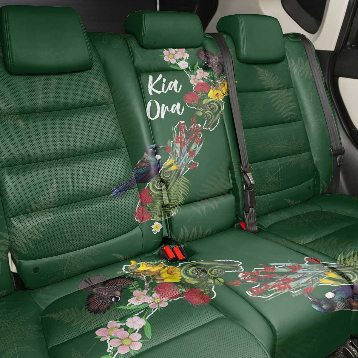 Kia Ora New Zealand Floral Back Car Seat Cover Sage Green - Aussie Hoodie