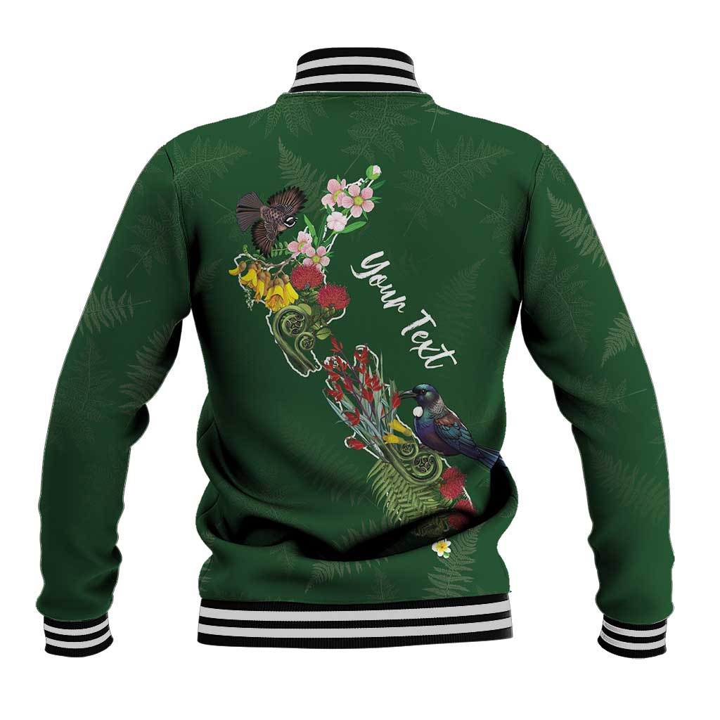 Kia Ora New Zealand Floral Personalized Baseball Jacket Sage Green - Aussie Hoodie