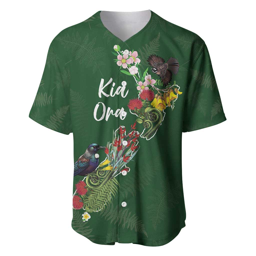 Kia Ora New Zealand Floral Personalized Baseball Jersey Sage Green - Aussie Hoodie