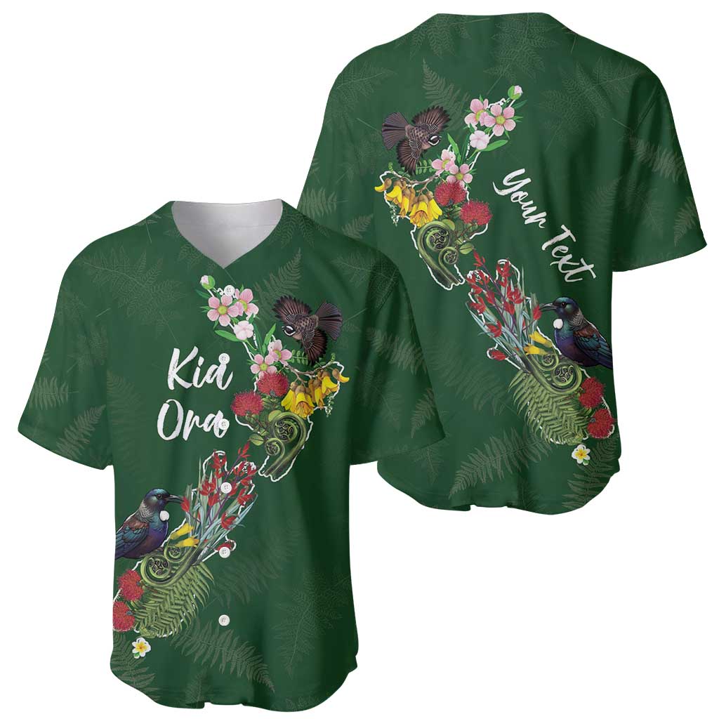Kia Ora New Zealand Floral Personalized Baseball Jersey Sage Green - Aussie Hoodie