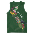Kia Ora New Zealand Floral Personalized Basketball Jersey Sage Green - Aussie Hoodie