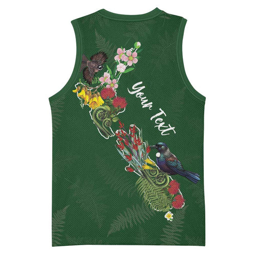 Kia Ora New Zealand Floral Personalized Basketball Jersey Sage Green - Aussie Hoodie