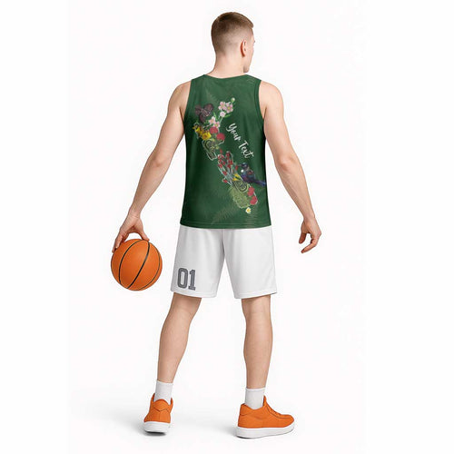 Kia Ora New Zealand Floral Personalized Basketball Jersey Sage Green - Aussie Hoodie