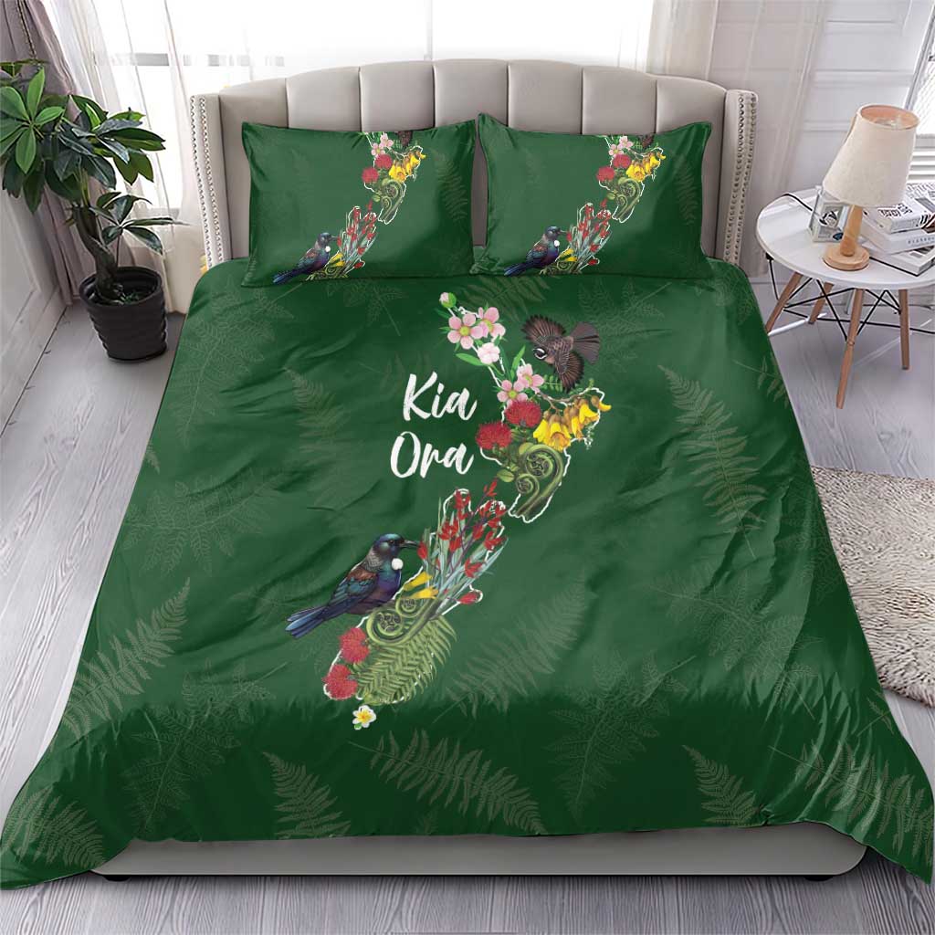 Kia Ora New Zealand Floral Bedding Set Sage Green - Aussie Hoodie
