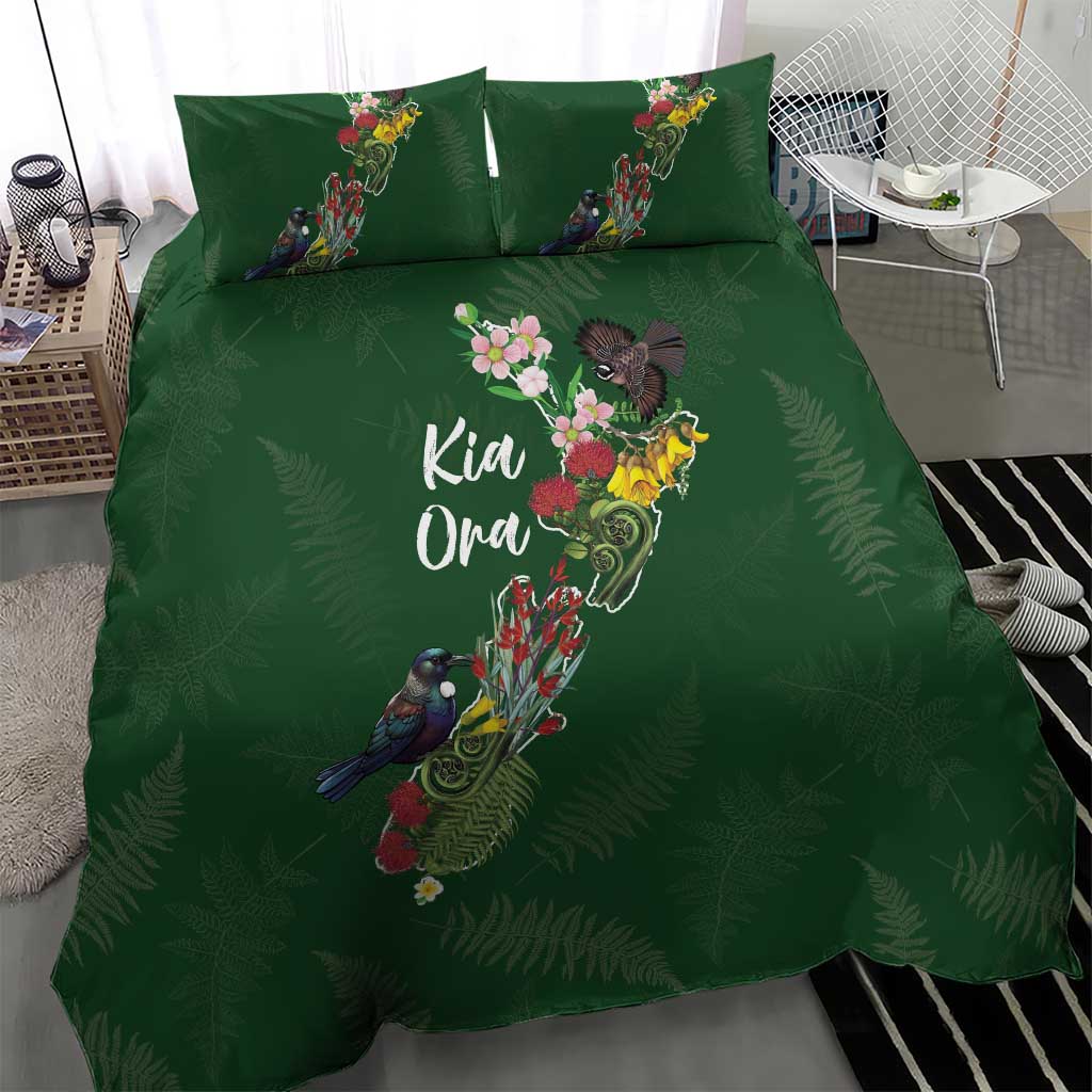 Kia Ora New Zealand Floral Bedding Set Sage Green - Aussie Hoodie