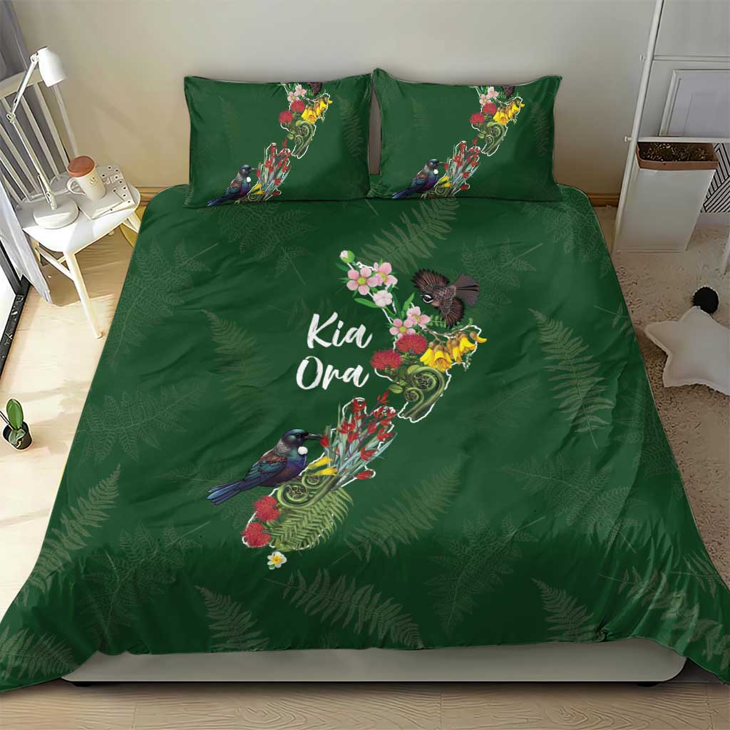 Kia Ora New Zealand Floral Bedding Set Sage Green - Aussie Hoodie