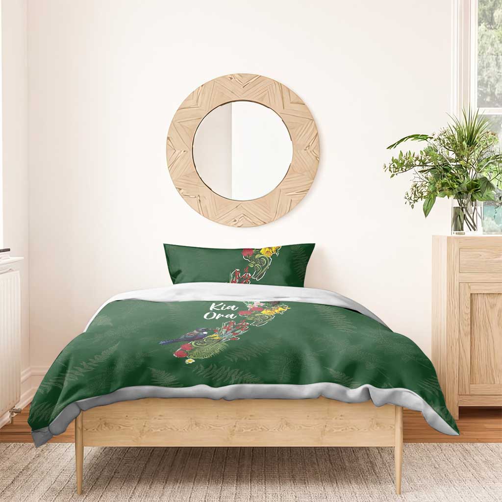 Kia Ora New Zealand Floral Bedding Set Sage Green - Aussie Hoodie