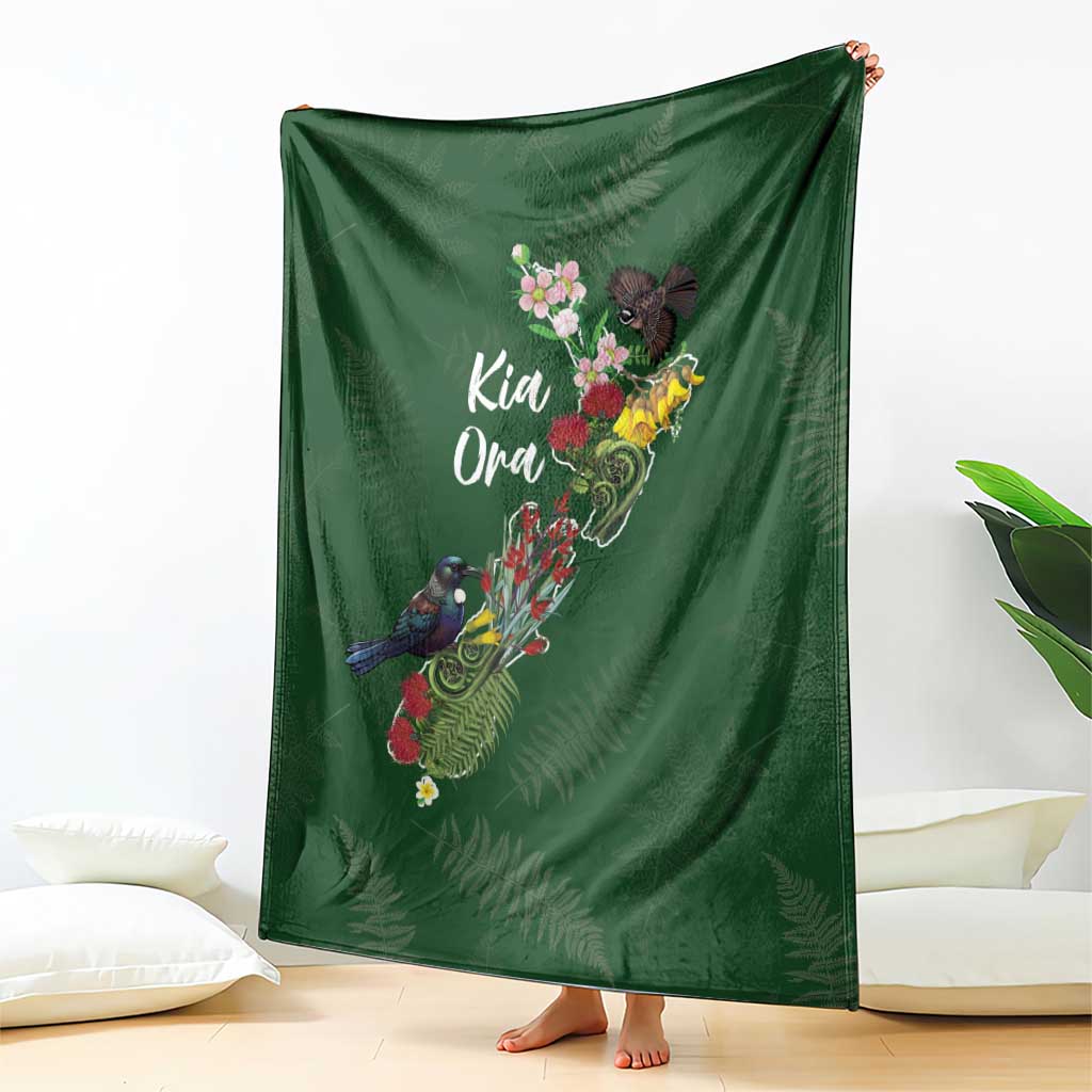 Kia Ora New Zealand Floral Blanket Sage Green - Aussie Hoodie