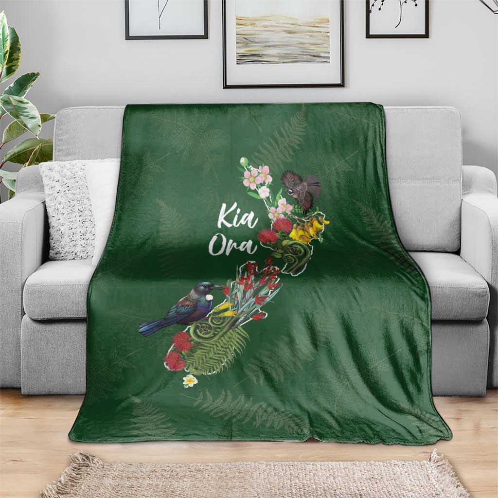 Kia Ora New Zealand Floral Blanket Sage Green - Aussie Hoodie