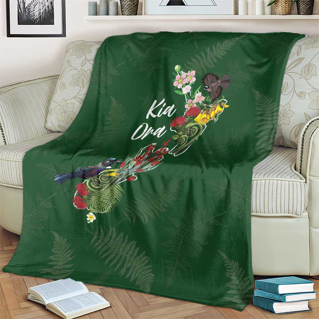 Kia Ora New Zealand Floral Blanket Sage Green - Aussie Hoodie