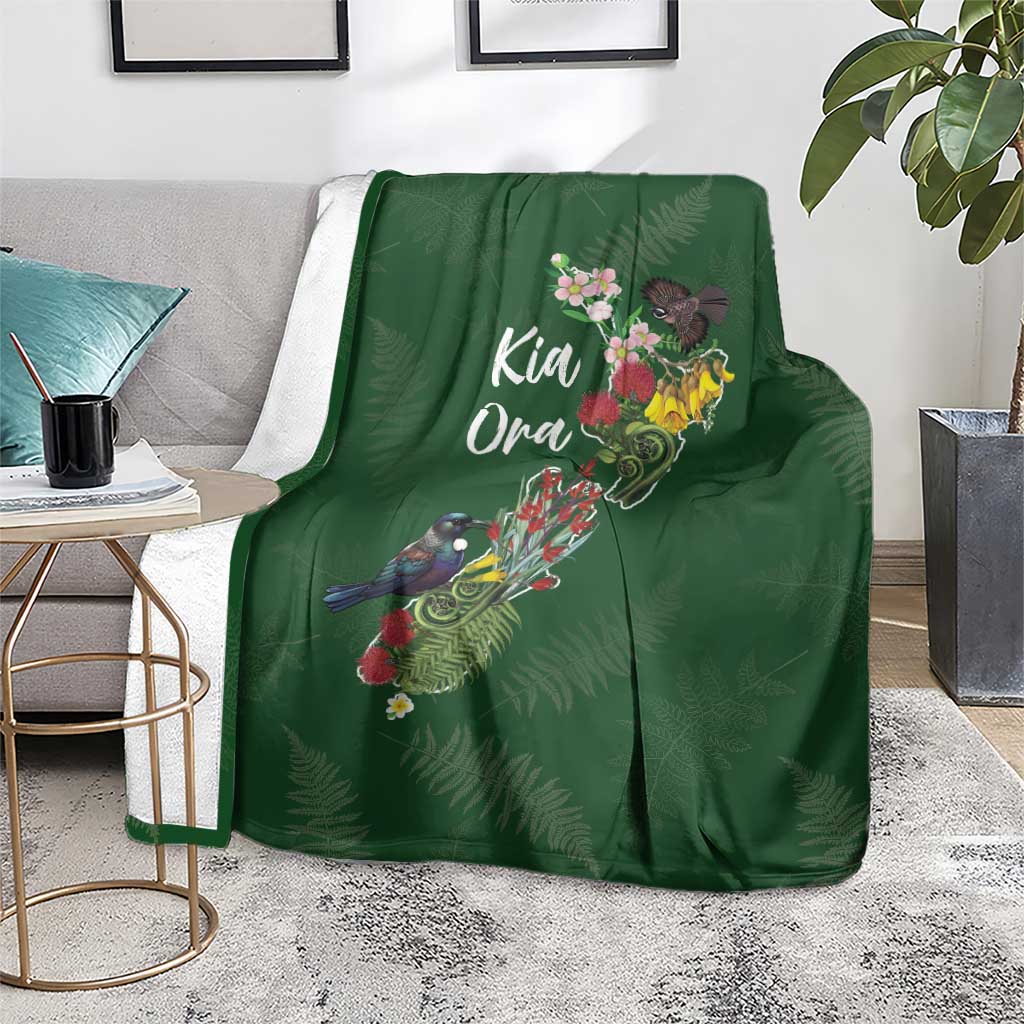 Kia Ora New Zealand Floral Blanket Sage Green - Aussie Hoodie