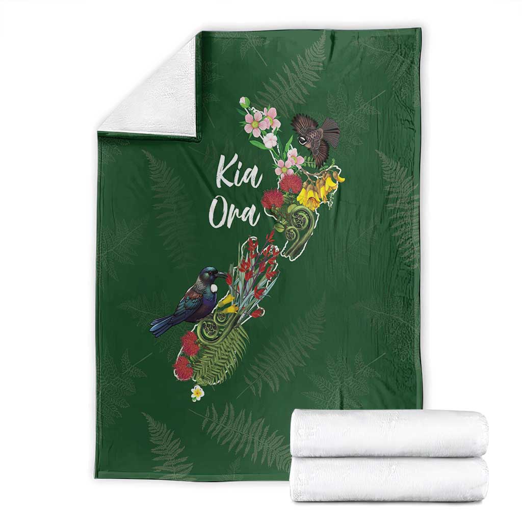 Kia Ora New Zealand Floral Blanket Sage Green - Aussie Hoodie
