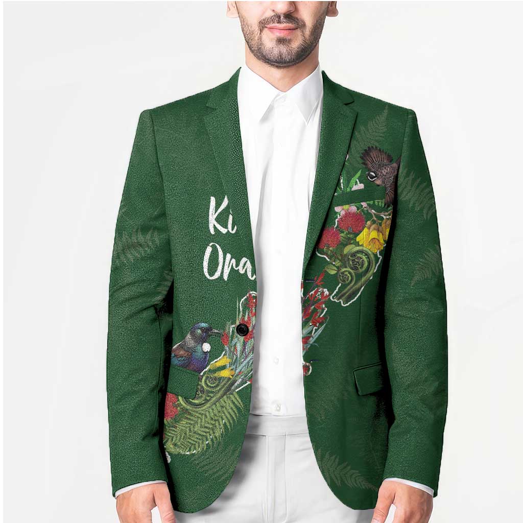 Kia Ora New Zealand Floral Personalized Blazer Sage Green - Aussie Hoodie