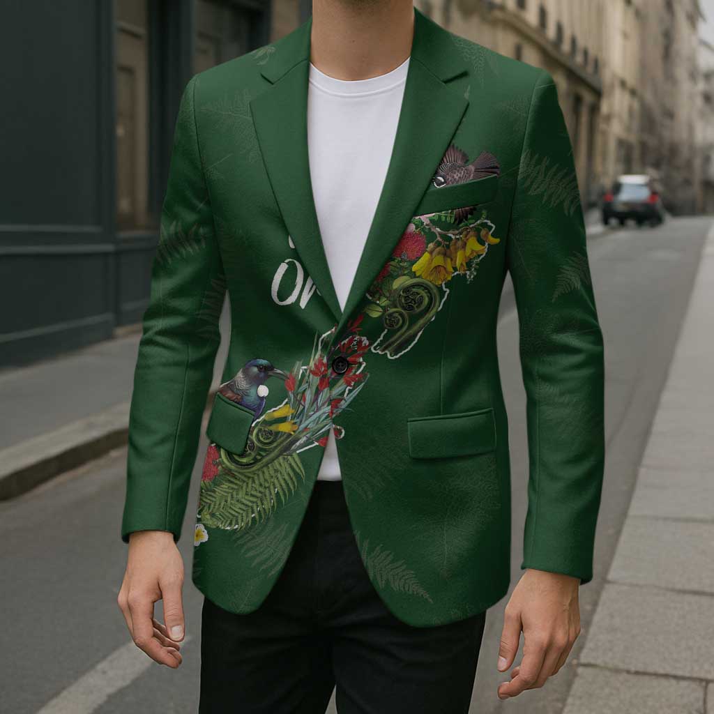 Kia Ora New Zealand Floral Personalized Blazer Sage Green - Aussie Hoodie