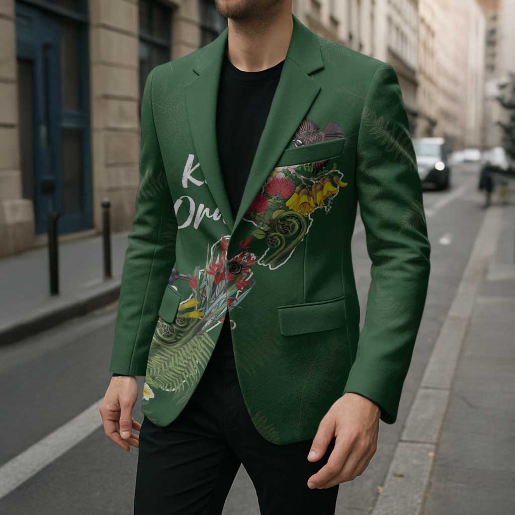 Kia Ora New Zealand Floral Personalized Blazer Sage Green - Aussie Hoodie
