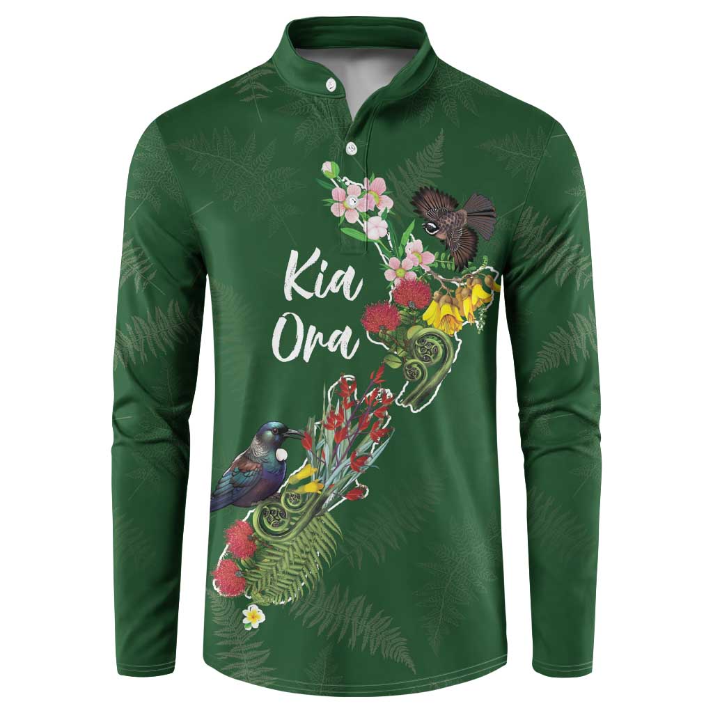 Kia Ora New Zealand Floral Personalized Button Sweatshirt Sage Green - Aussie Hoodie