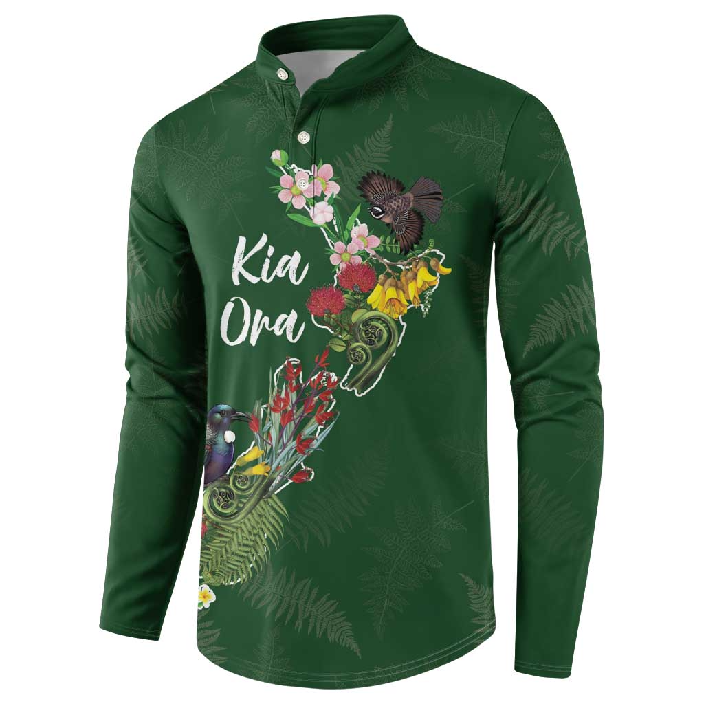 Kia Ora New Zealand Floral Personalized Button Sweatshirt Sage Green - Aussie Hoodie