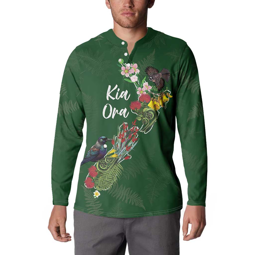 Kia Ora New Zealand Floral Personalized Button Sweatshirt Sage Green - Aussie Hoodie