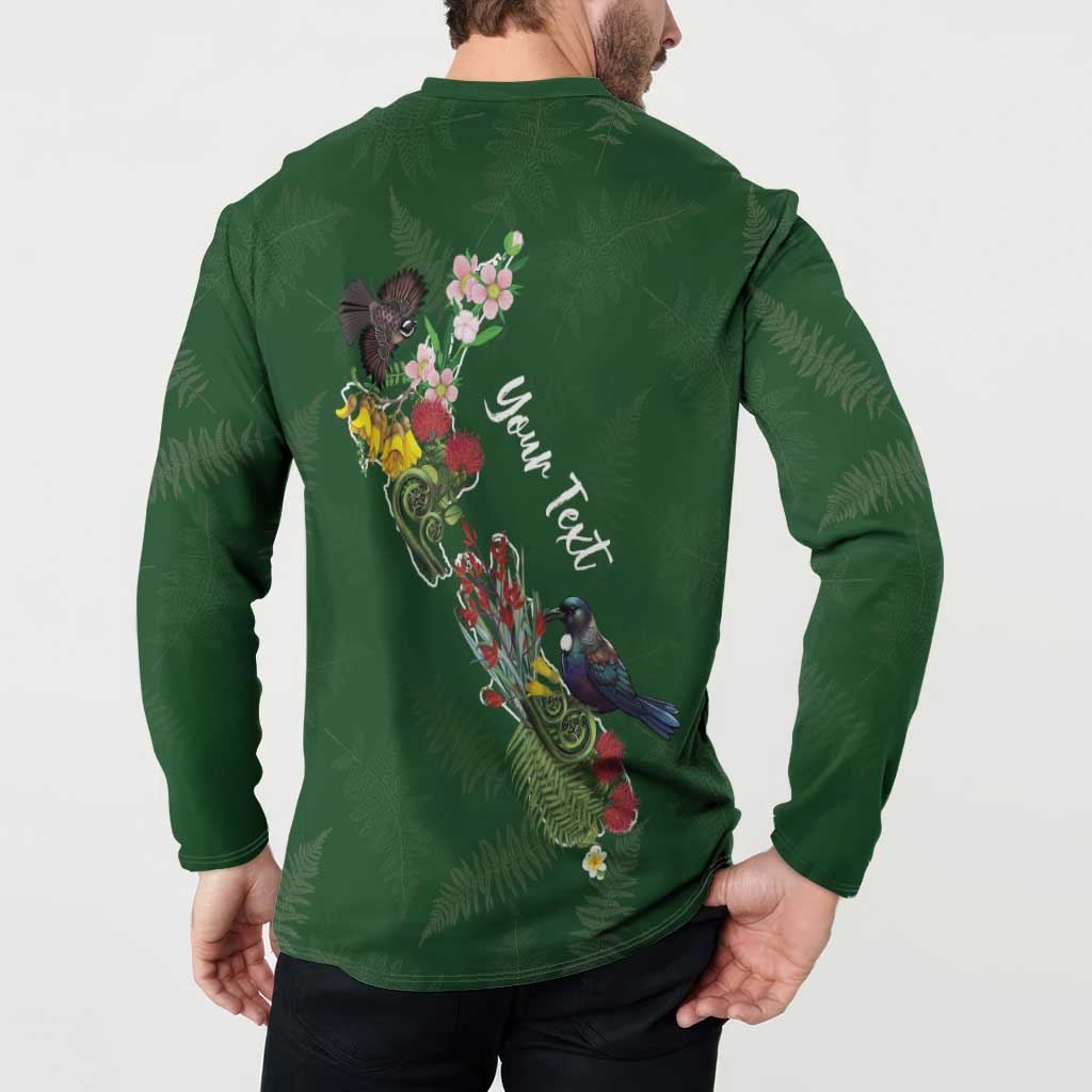 Kia Ora New Zealand Floral Personalized Button Sweatshirt Sage Green - Aussie Hoodie
