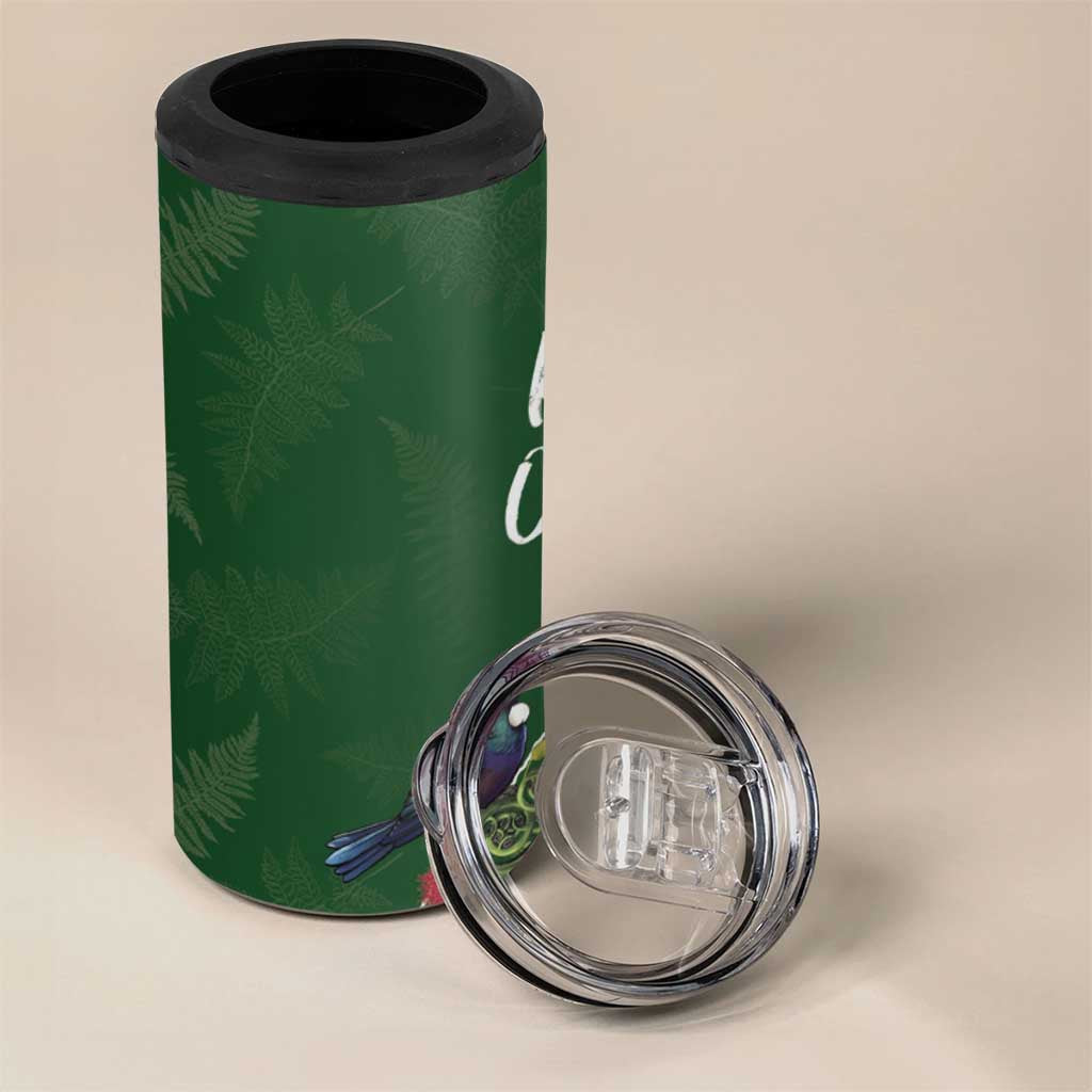Kia Ora New Zealand Floral 4 in 1 Can Cooler Tumbler Sage Green - Aussie Hoodie