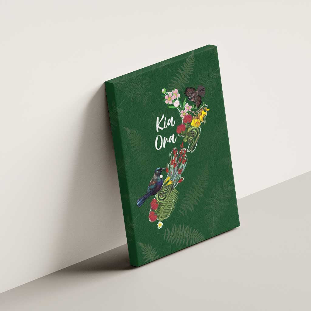 Kia Ora New Zealand Floral Canvas Wall Art Sage Green - Aussie Hoodie