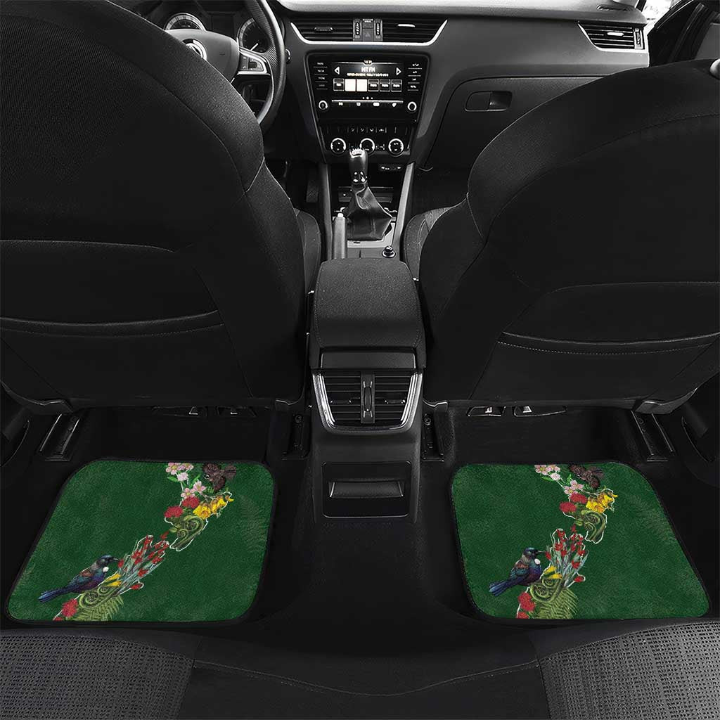 Kia Ora New Zealand Floral Personalized Car Mats Sage Green - Aussie Hoodie