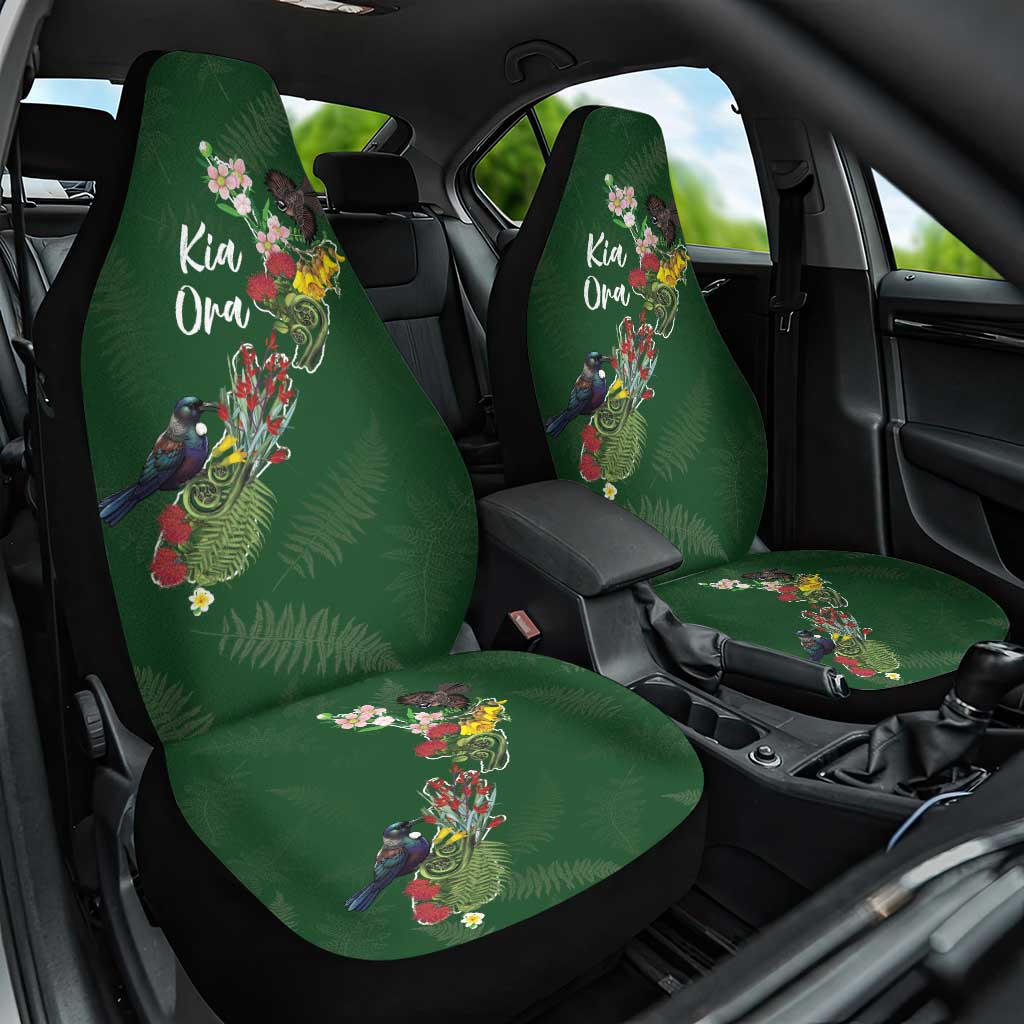 Kia Ora New Zealand Floral Car Seat Cover Sage Green - Aussie Hoodie
