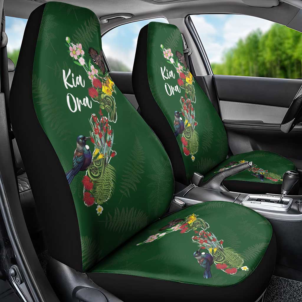 Kia Ora New Zealand Floral Car Seat Cover Sage Green - Aussie Hoodie