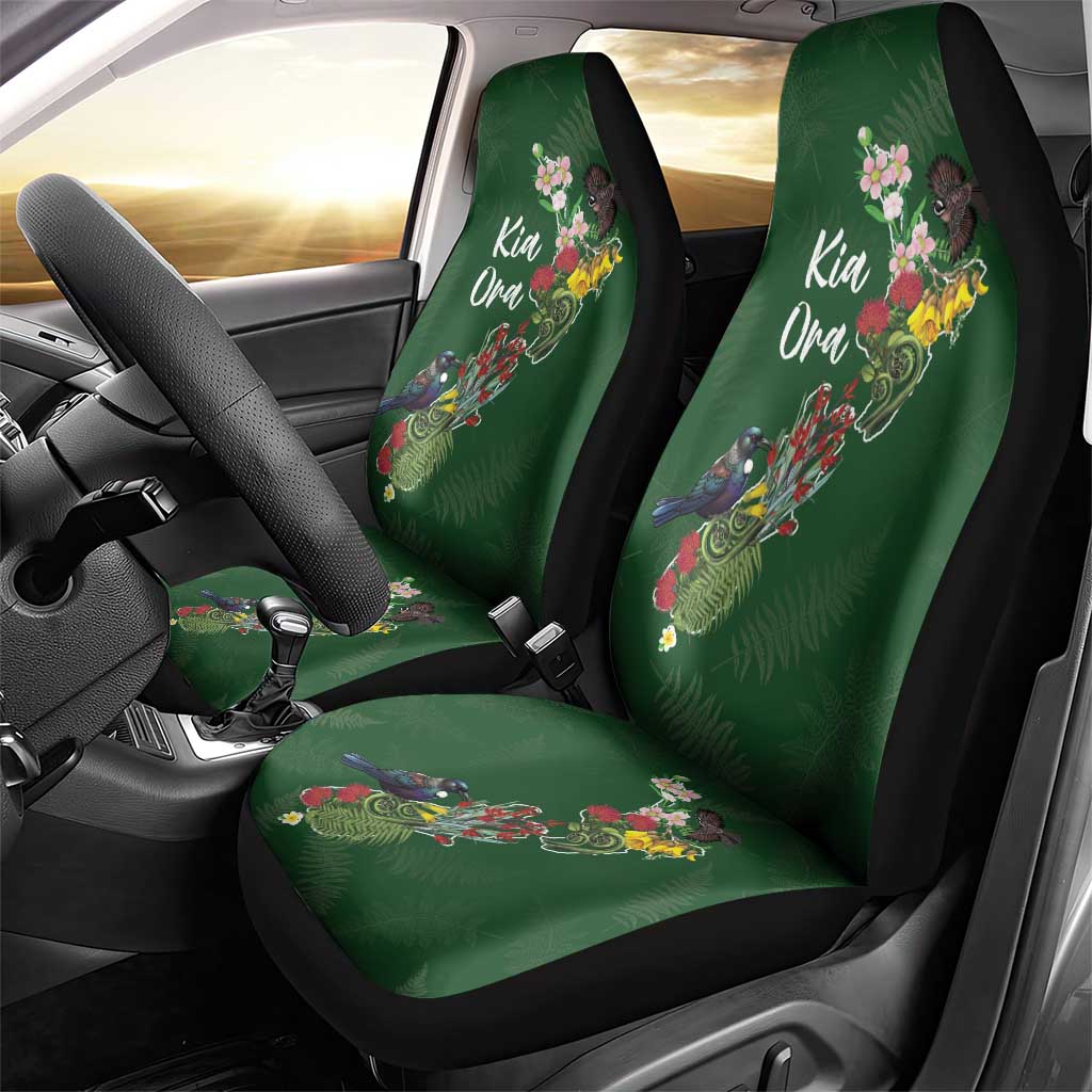 Kia Ora New Zealand Floral Car Seat Cover Sage Green - Aussie Hoodie