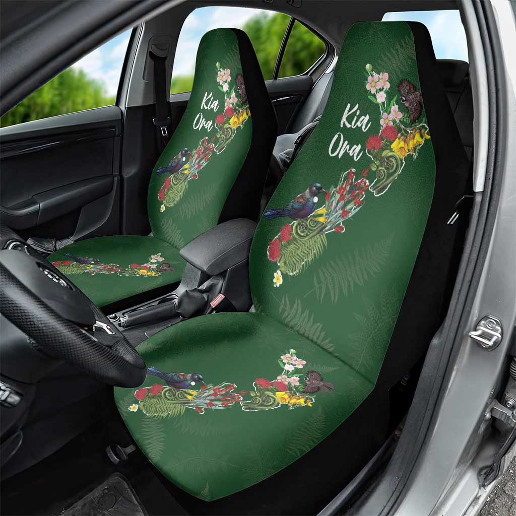 Kia Ora New Zealand Floral Car Seat Cover Sage Green - Aussie Hoodie