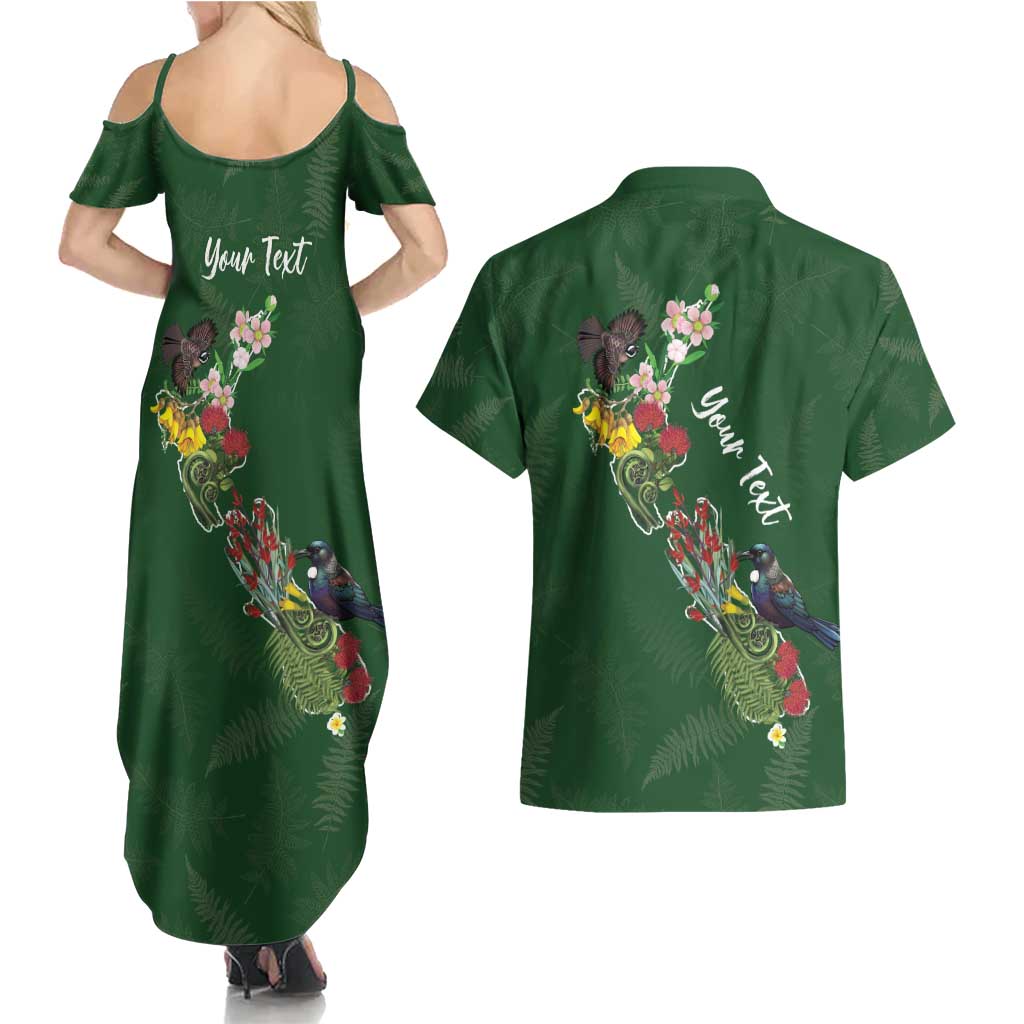 Kia Ora New Zealand Floral Personalized Couples Matching Summer Maxi Dress and Hawaiian Shirt Sage Green - Aussie Hoodie