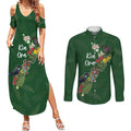 Kia Ora New Zealand Floral Personalized Couples Matching Summer Maxi Dress and Long Sleeve Button Shirt Sage Green - Aussie Hoodie