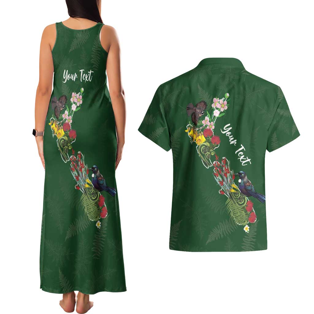 Kia Ora New Zealand Floral Personalized Couples Matching Tank Maxi Dress and Hawaiian Shirt Sage Green - Aussie Hoodie