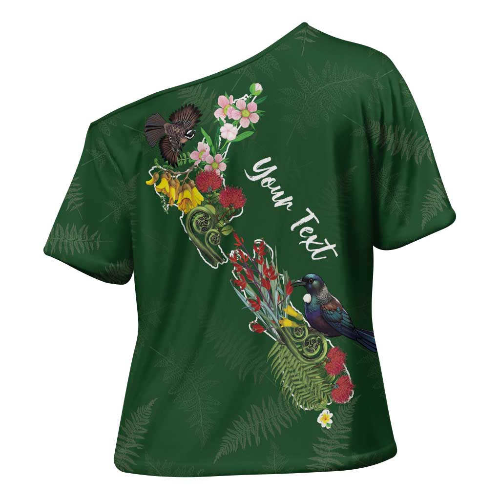 Kia Ora New Zealand Floral Personalized Cross Shoulder Shirt Sage Green - Aussie Hoodie